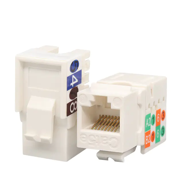 Wat zijn de voordelen van het 90-graden ontwerp van de CAT5E UTP 90 graden Punch Down Keystone Jack?